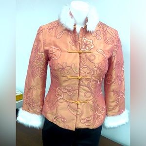 CHINESE SATIN EMBROIDERED LADIES JACKET IN SIZE SMALL
